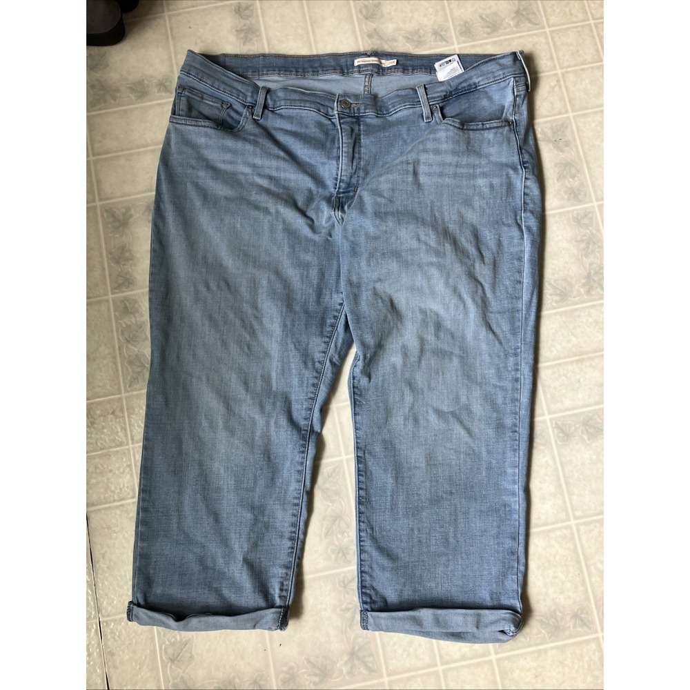 WOMEN'S LEVI'S SIZE 24W PLUS LIGHT BLUE 311 SHAPING SKINNY CAPRI JEANS Cuffed